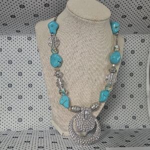 Silver and Turquoise Statement Necklace